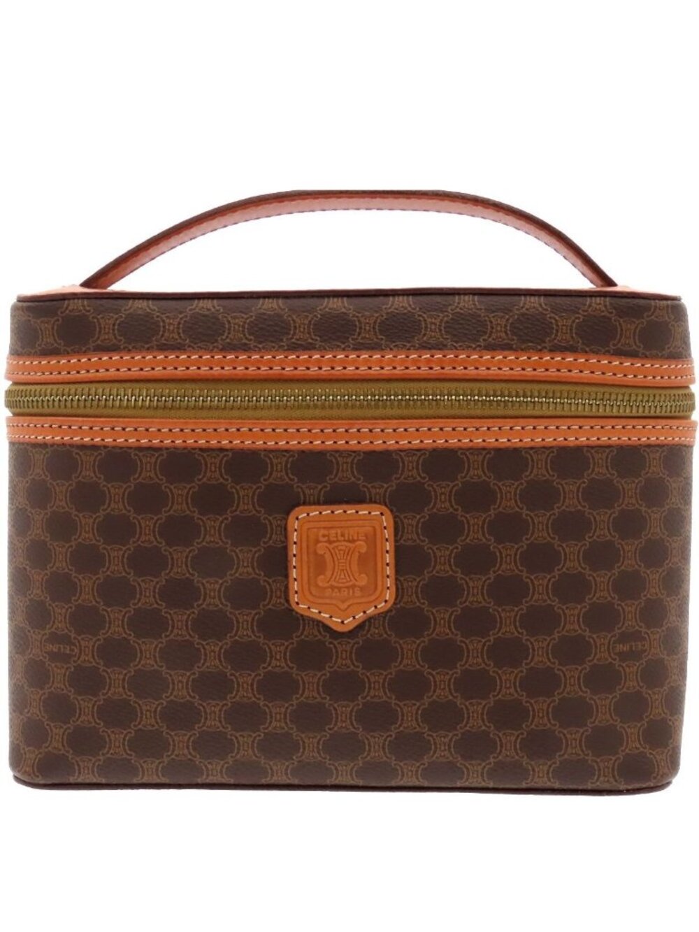 Celine Vanity Brown Leather Macadam Pouch Handbag